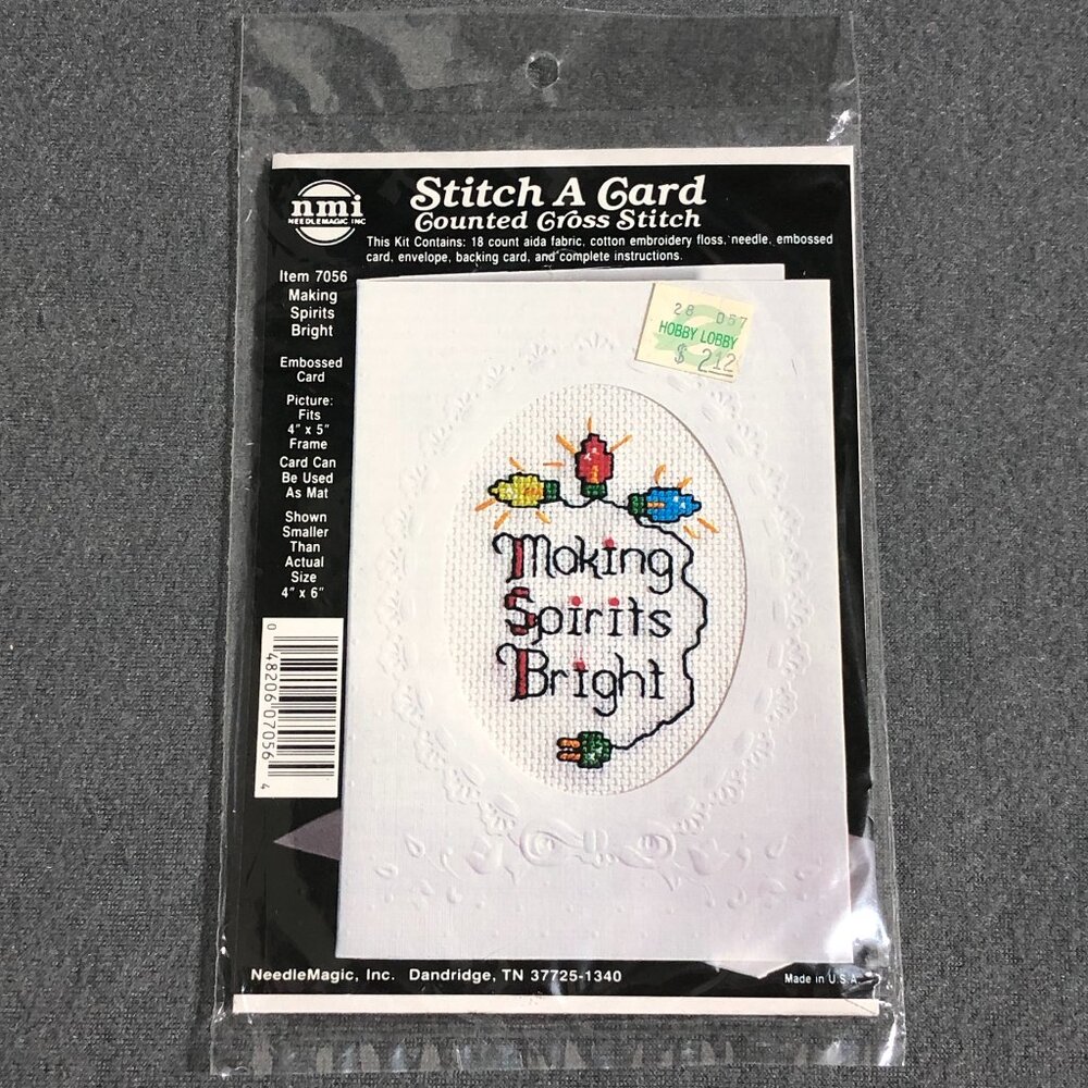 NMI Stitch A Card Counted Cross Stitch Kit Christmas 4"x5" Embossed Card